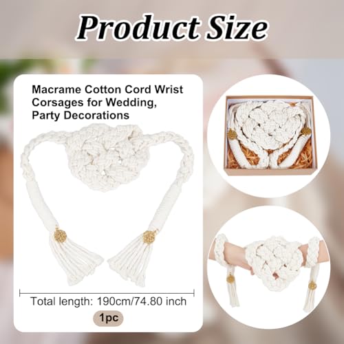 Olycraft Wedding Lasso and Handfasting Cord with Pendant - Traditional Celtic 190cm Beige Love Knot Handmade Cotton - Image 2