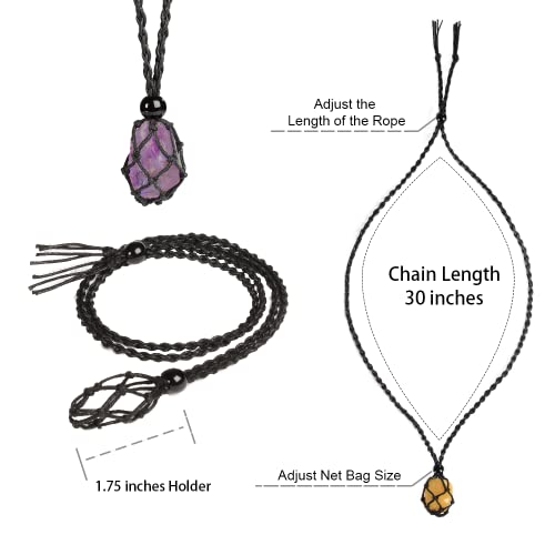 Anjiucc Natural Gemstone Crystal Raw Amethyst Pendant Necklace Stone Holder Necklace Cord Hand-Woven Necklace With Adjustable Length For Women Men #TOP1