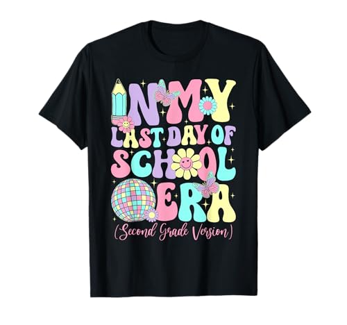 Groovy in My Last Day of School Era Second Grade Graduation T-Shirt