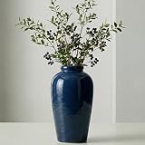 Wancetang Blue Ceramic Vases Home Decor - 11 Inch Tall Farmhouse Vases for Flowers...