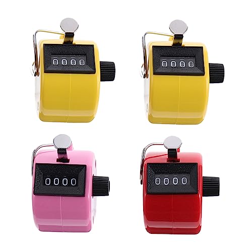 Happyyami Handheld Tally Counter 4 Manual Plastic Clicker Golf Clicker Counter Luminous Display for Home Office Random Color