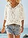 Fisoew Womens Crochet Cover Up Tops Summer Short Sleeve Hollow Out Sweater Shirts Boho Beach Swimsuit Coverups White