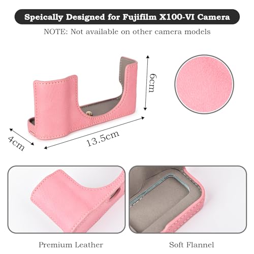 VOVMOEYA X100VI Camera Case,PU Leather Camera Half Case Compatible with Fujifilm X100VI Digital Camera, Pink - Image 2