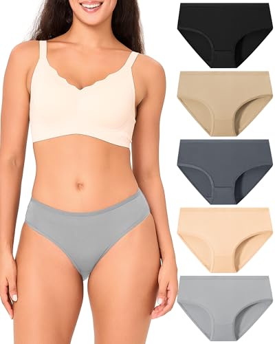BAMBOO COOL Women's Cool briefs Underwear for Women Lightweight Panties Stretchy Soft Breathable Tag Free Multicolor 5-pack