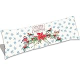 Christmas Flower Pionsettia Large Body Pillowcase 21x54inch with Hidden Zipper Blue Snowflower...
