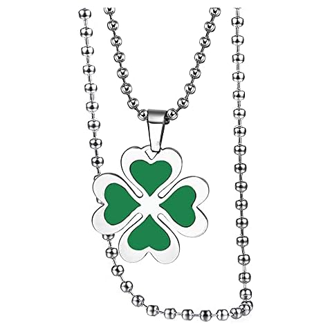 HAYOUWAY Women Four Leaf Clover Cosplay Metal Pendant Necklace Anime Cosplay Jewelry Prop Stainless Steel Choker Cover
