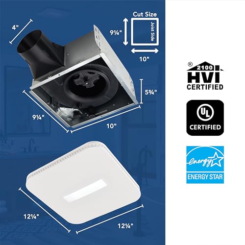 Image of Broan-NuTone Bathroom Exhaust Fan - Retrofit Design Replaces Existing Fan Without Attic Access, Quiet 1.0 Sones, 110 CFM, Powerful Ventilation with 4 Selectable CCT Light Settings for a Modern Look