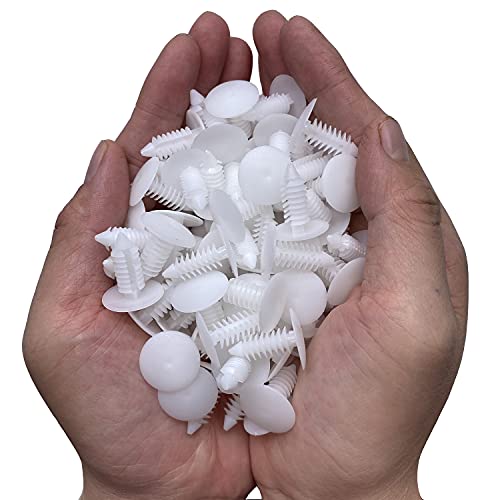 Manshu White Car Plastic Trim Boot Rivets Push Clip Fastener, 6.4Mm Hole Push Retainer Bumper Fender Shield Clips, Car Plastic Rivets Retainers Screw, Automotive Plastic Push Pins Bumper Clips, 200 Pc #TOP20
