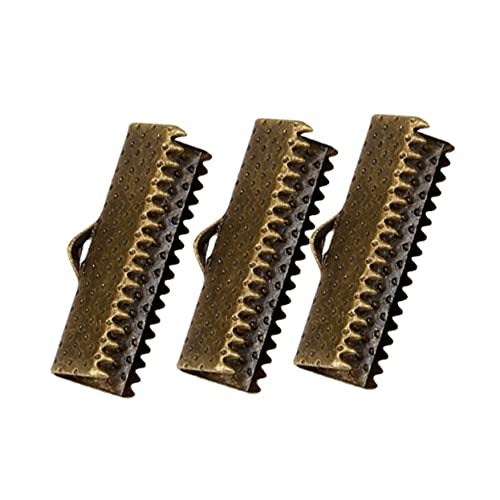 TEHAUX Metal Fastener Clasps 2.5cm Textured Crimp End Clamps Cord Ends Buckles Zipper Clips Perfect for DIY Jewelry Random Color