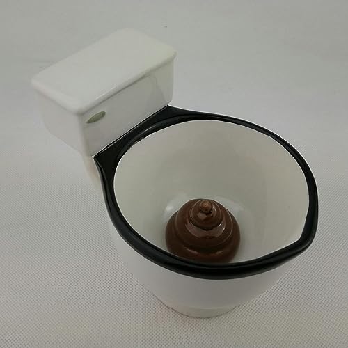 300ml/10.14oz Creative and personalized toilet, funny 3D ceramic toilet, mug, toilet design, coffee cup for office home-Toilet with toilet cup-301-400ml