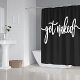 Zengmei 70x70 inches Get Shower Curtain Set Funny Quote Durable Waterproof Polyester Shower Curtain Bathroom Bath Decor Cloth Fabric + 12 Hooks(Black)