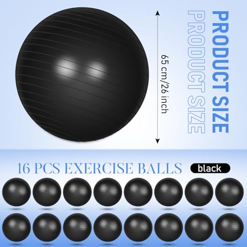 Image of Leyndo 16 Pcs 26 Inch Yoga Exercise Ball Bulk Pilates Pregnancy Birthing Fitness Ball with Quick Pump Anti Burst for Improved Posture, Balance, Yoga, Pilates, Training