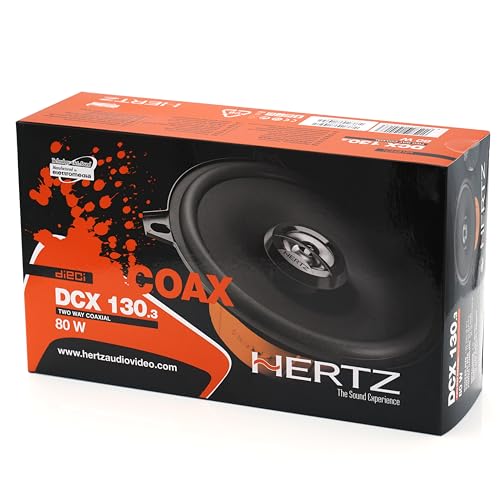 Hertz DCX 130.3 – Paar 2-Wege-Koaxiallautsprecher 130 mm, 80W Leistung, Polypropylen-Membran und integrierter Hochtöner für hocheffiziente OEM-Upgrades