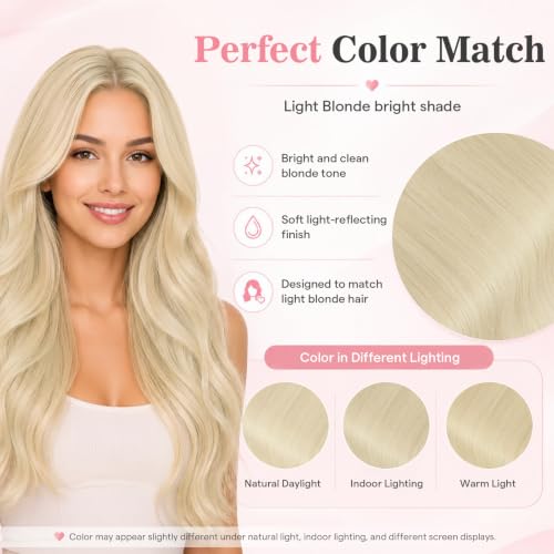 Image of Moresoo Blonde Clip in Hair Extensions, 14inch PU Weft, Real Human Hair
