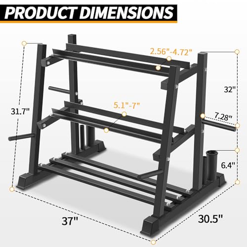 Image of Dumbbell Rack, Bongkim Dumbbell Set with Rack Stand, Dumbbells Weights Rack for Home Gym, Weight Rack for Dumbbells, Kettlebells, and Weight Plates 1100LBS