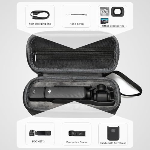 Image of M.G.R.J Portable Carrying Case Cover for DJI Osmo Pocket 3 Camera (Hard|EVA|Black) (Camera is not Included)