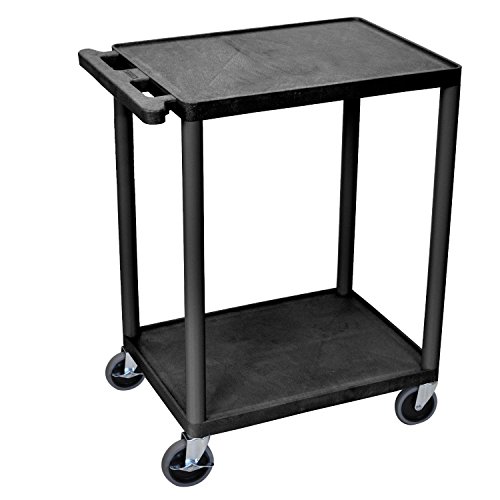 Image of LUXOR HE32-B Utility Cart - Two Shelves Structural Foam Plastic, Multipurpose Utility Cart, Four Heavy-Duty 4" Casters, Two with Locking Brake, 300 lbs., 24"W x 18"D x 33.25"H