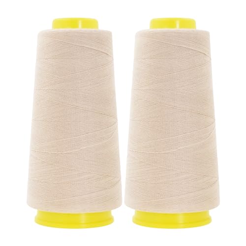 Image of Mandala Crafts Cream Mercerized Cotton Thread Cones for Sewing Quilting | 2400 Yds 50 WT, 100% Long Staple Cotton, Multipurpose, for Embroidery, Piecing, Sergers, Applique, Machine and Hand Sewing