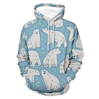 VNJVPWLQW Unisexe Hoodie Ours Polaire Blanc Sweats À Capuche Manche Longue Hoody Sweatshirt Pull pour Homme Femme XL