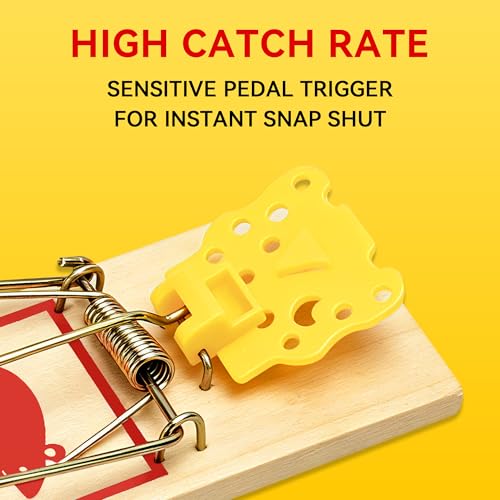 Image of LULUCATCH Mouse Traps,12 Pack Classic Plastic Pedal Snap Traps for Indoor Outdoor Use, Fast & Effective High Catch Rate Wooden Mouse Traps, Reusable Mice Rodent Traps for Home, Garage & Kitchen