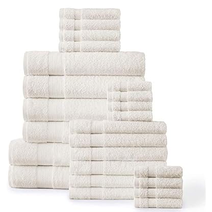 24-teiliges Badetuch-Set, 100 % ringgesponnene Baumwolle, Übergröße, Badetücher, Handtücher, Waschlappen und…