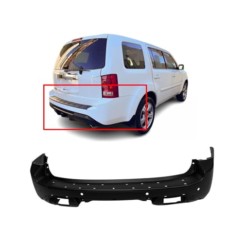 Image of Compatible with Honda Pilot 2012-2015 Rear Bumper Cover | Primed, With Parking Sensor Holes, Ready to Paint, OEM 04715SZAA60ZZ, HO1100275