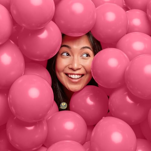 Image of AFTERLOON Biodegradable Natural Rubber Latex Mini Balloons 50 pcs Bubble Gum Pink 5 Inch, Plastic-Free Alternative Matte Color Durable Thickened Extra Strong Helium Float, Garland Wedding Decor