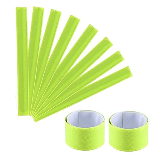 反射バンド 蛍光 10本セット反射シール スナップバンド ランニング ウオーキング 通勤通学/犬の散歩/ランニング/ジョギング/ウォーキング用 夜間反射 事故防止 高輝度 30cm*3cmのサムネイル