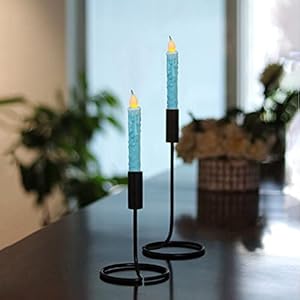 CVHOMEDECO. Real Wax Hand Dipped Battery Operated LED Timer Taper Candles Rustic Primitive Flameless Lights Decor, 6-3/4 Inch, Teal, 2 PCS in a Package CVHOMEDECO Real Wax Hand Dipped Battery Operated LED Timer Taper Candles Rustic Primitive Flameless Lights Decor 6 34 Inch Teal 2 PCS in a Package