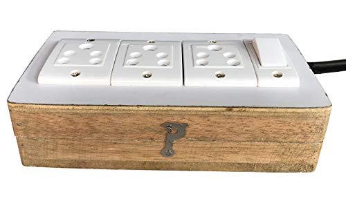 Image of Electric Extension Wooden Board (1 Meter 3Core Wire) (3Socket 1 Switch-7x4x1.5)