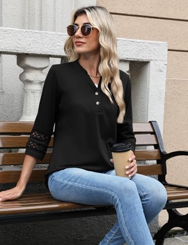 CiCiBird Womens 3/4 Sleeve Blouses Casual Button V Neck Shirt 2025 Trendy Tops4