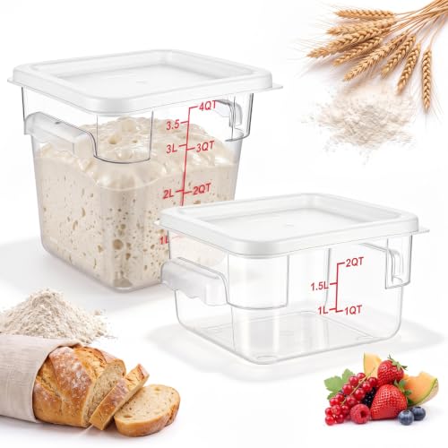 Image of Ziliny 2 Sets 4&2 Qt Dough Proofing Container with Lid, White