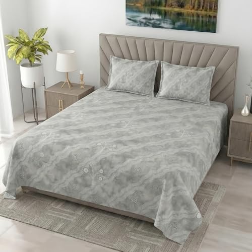 Image of Mafatlal 186 TC Metro Cotton King Size Bedsheet | 108 x 108 Inch|Soft, Breathable & Lightweight | Includes 2 Pillow Covers| Iron Grey 2