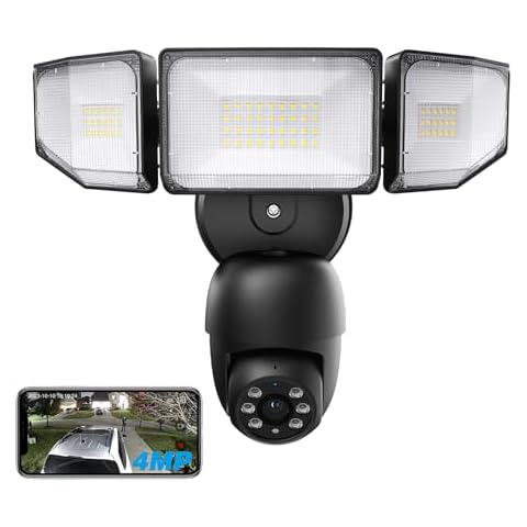 SZPOWER Floodlight Camera Outdoor,2K QHD Security Light with Camera, 55W 5500LM Motion Sensor Outdoor Lights Camera, 340° Pan & Tilt, Auto Tracking, Color Night Vision, 2-Way Audio, Cloud/SD Storage Cover