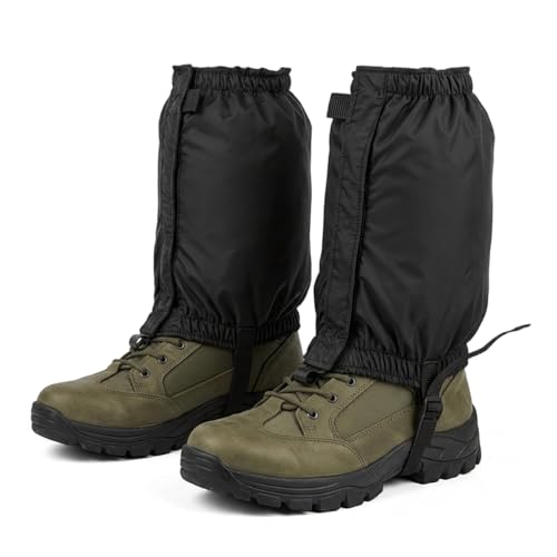Image of GUSTAVE Hiking Leg Gaiters, Adjustable Outdoor Boot Gaiters with Hook and Loop & Strap, Lightweight Waterproof & Snowproof Lower Leg Protection for Trekking, Skiing, Mountaineering