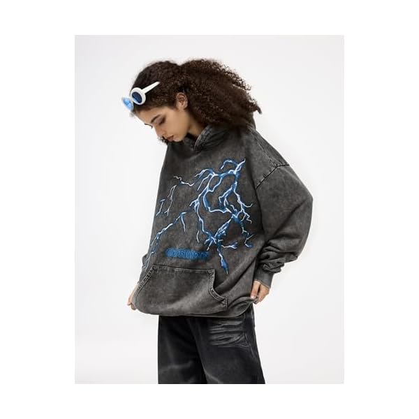 Aelfric Eden Mens Lightning Graphic Hoodies Print Oversized Unisex Streetwear Vintage Hoodie Y2k Sweatshirt Pocket Pullover - Image 4