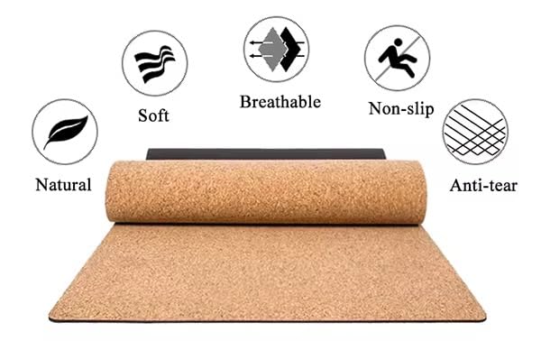 Cork Yoga Mat – Eco-Friendly & Non-Slip with TPE Backing – 183x61.5cm – For Yoga, Pilates & Fitness – Includes Carry Strap – Lightweight & Durable (Blank) - Image 3