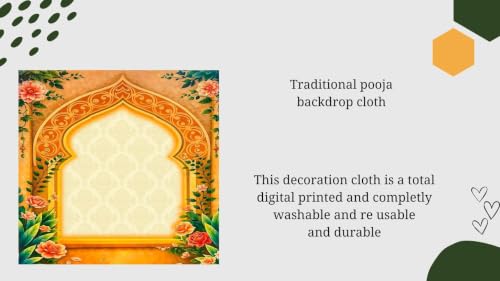 Image of varalakshmi Background Decoration Cloth | Elegant Floral garlangs and Royal Palace Theme Wedding Mandap Stage Backdrop 5x5 Feet | backdrops for Pooja Decoration