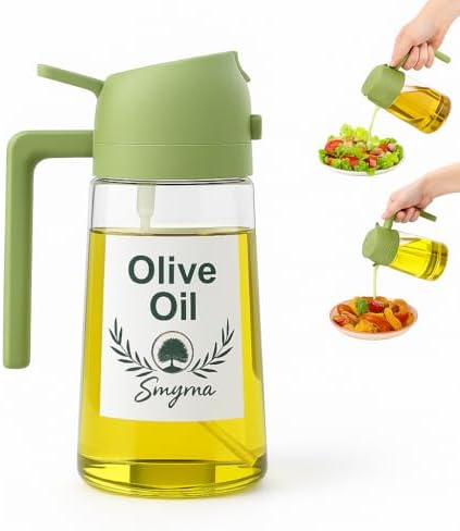 Glass Olive Oil Sprayer 16oz/470ml – 2-in-1 Oil Dispenser & Spray...