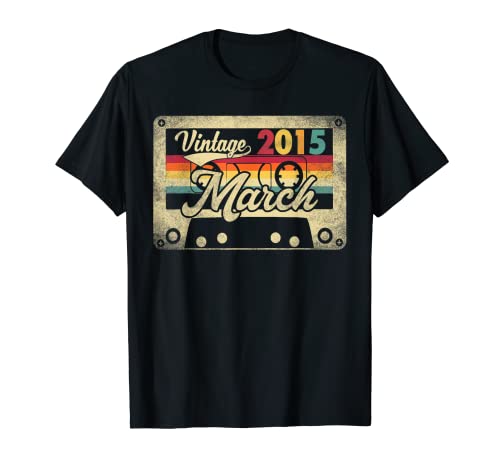 March 2015 7th Birthday Gift 7 Years Old Vintage Retro Camiseta
