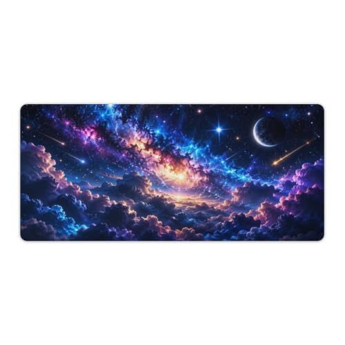 Galaxy Clouds Mouse Pad Blue Purple Nebula Starry Space Desk Mat