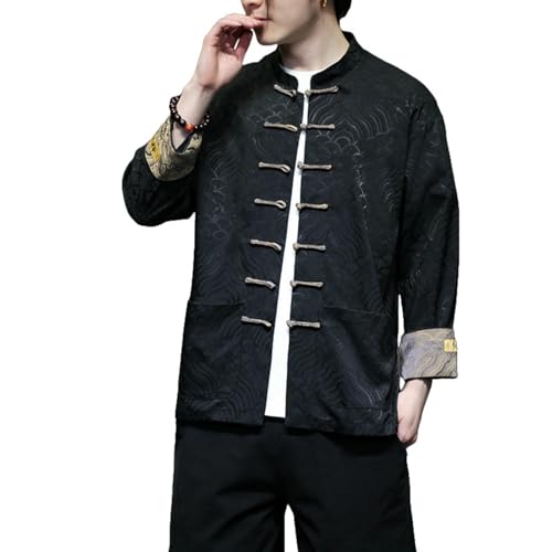 Chemise manches longues homme style chinois jacquard pour vos soirées d'été élégantes
