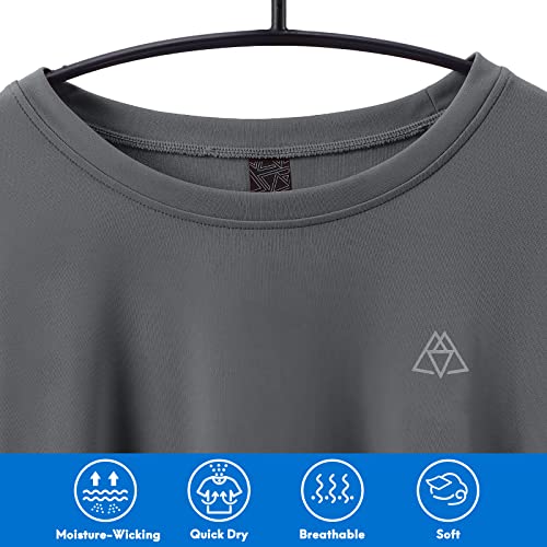 Haimont Women's Lightweight Active Quick Dry Crew Neck T Shirts, Athletic Running Gym Workout Short Sleeve Tee Tops, Dark Grey, S #TOP3