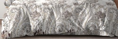 Image of 300 TC Premium Cotton Single Bed Duvet Cover with Zipper |King Size Reversible Rajai Cover for Comforters|Dohars|Blanket|Warm Stuff|90x60 Inches|Ivory Paisley|ASS79