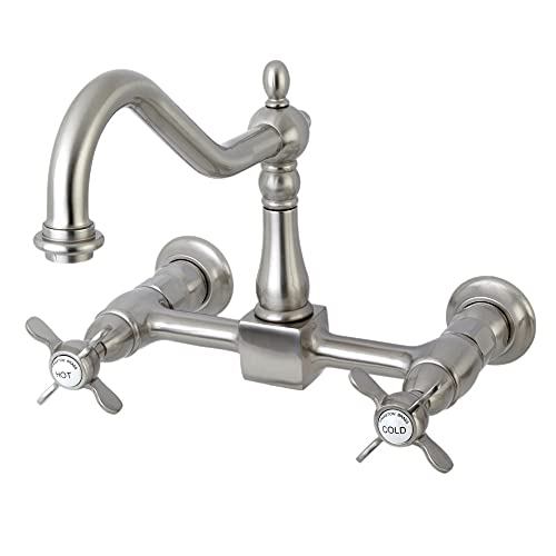 Kingston Brass KS1248BEX Essex Wall Mount 8-inch Centerset Kitchen Faucet, Brushed Nickel