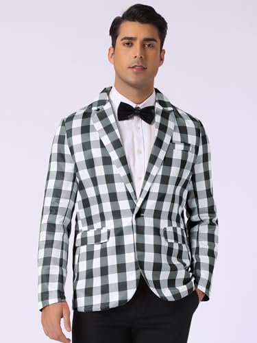 Lars Amadeus Gingham Plaid Blazer for Men's Regular Fit Contrast Color Business Suit Jacket2