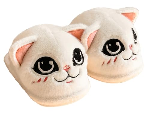 Solyinne Cute Cat Slippers for Women Men Animal Anti-Slip Funny Animal Winter Warm Memory Foam House Slipper Indoor Outdoor