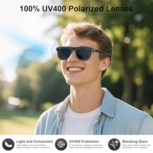 Image of AI Smart Glasses with Wear Detection Auto On /Off Outdoor Mode | Real-Time Translation Glasses with 165+ Languages, UV400 Polarized Bluetooth Smart Sunglasses for Traveling Relaxing, Unisex.