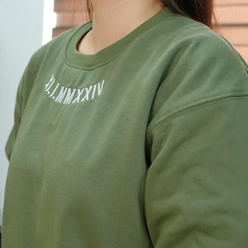 Custom Embroidered Roman Numeral Sweatshirts for Couples, Personalized Wedding or Anniversary Date, His and Hers Matching Crewneck, Custom Initials, Valentine's Day Gift, Christmas4