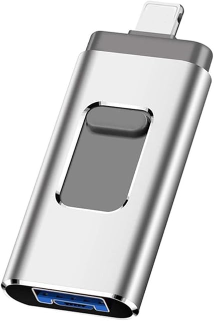USB Flash Drive, USB3.0 Memory Stick External Storage Thumb Drive for i-Phone i-Pad 64GB Photo Stick Flash Drive Suitable for Any Model PC/Pad/Android Phones (Silver)
